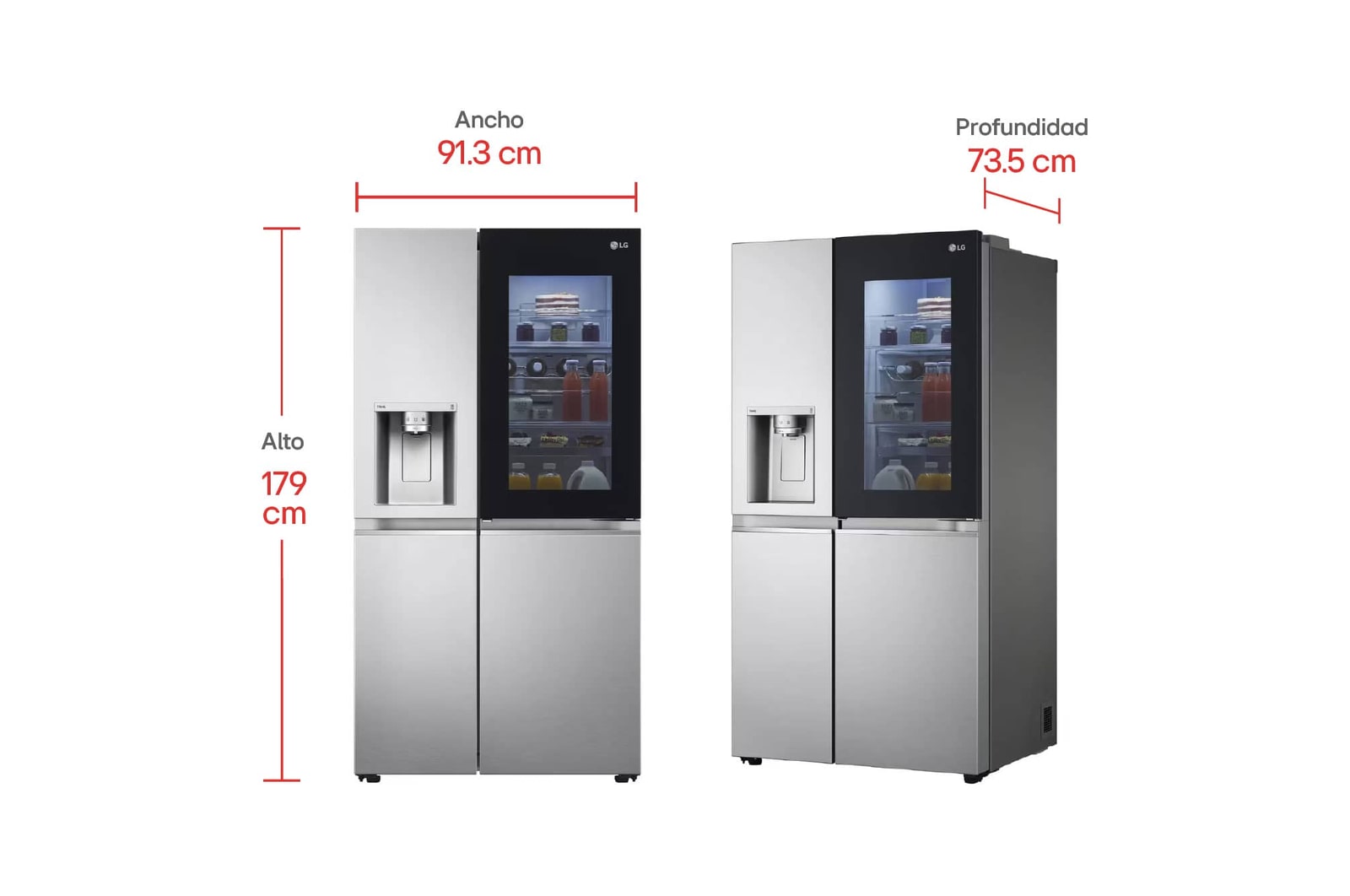 dimensiones Nevecon Side By Side Door-In-Door LG GS66SXSC